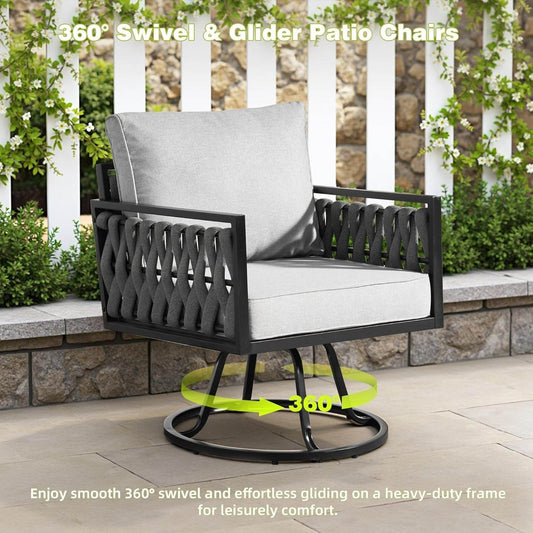 Outdoor Patio Furniture Set with Swivel Chair and Table - Loft&Timber