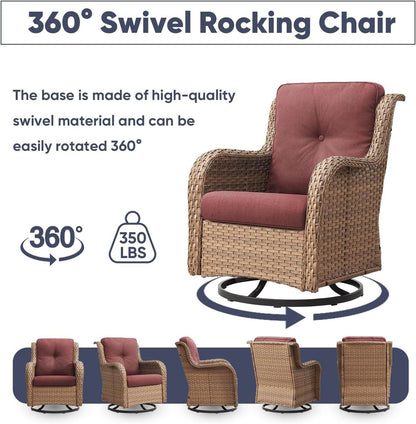 11 Piece Outdoor Furniture Set with Swivel Rocker Chairs - Loft&Timber