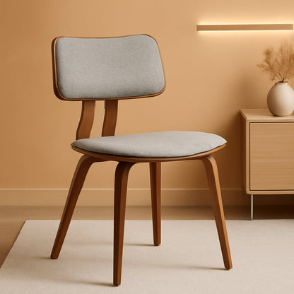 Jaguar Mid Century Modern Dining Chair Grey Fabric Walnut-0