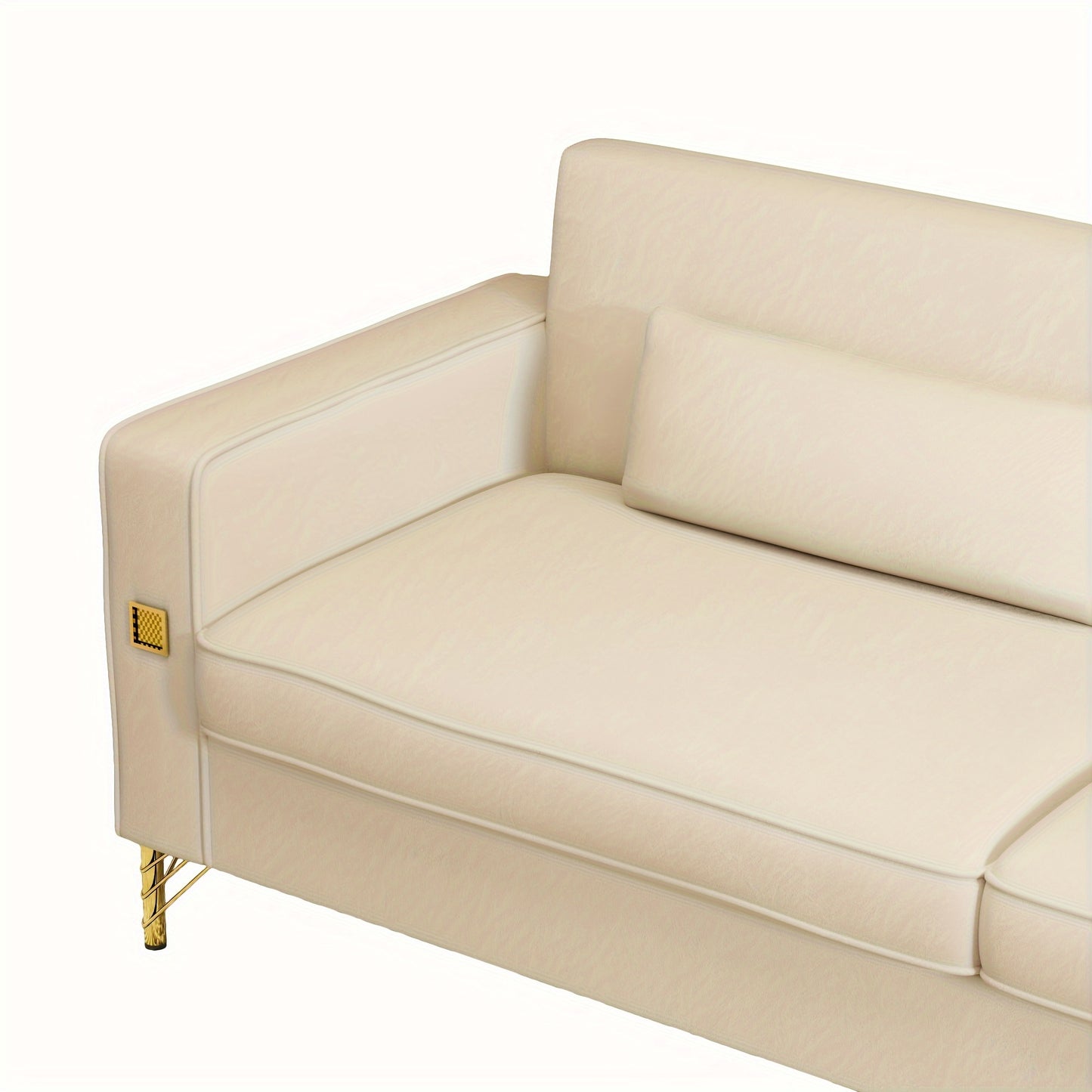 1pc 85.63" Loveseat Sofa, Mid Century Decor with Square Armrests Couches with 2 Pillows - Loft&Timber