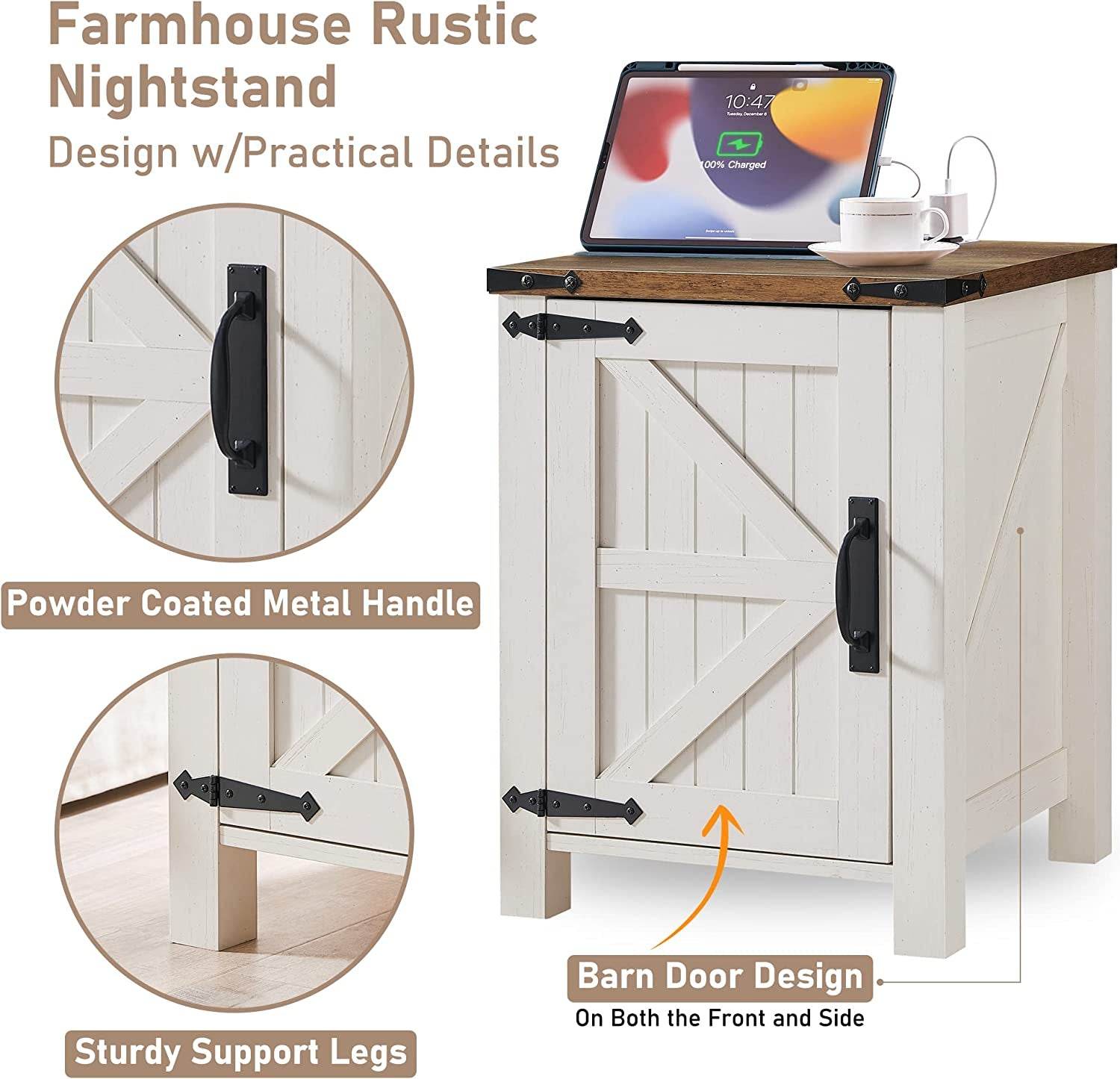 Nightstand with Charging, Antique - Loft&Timber