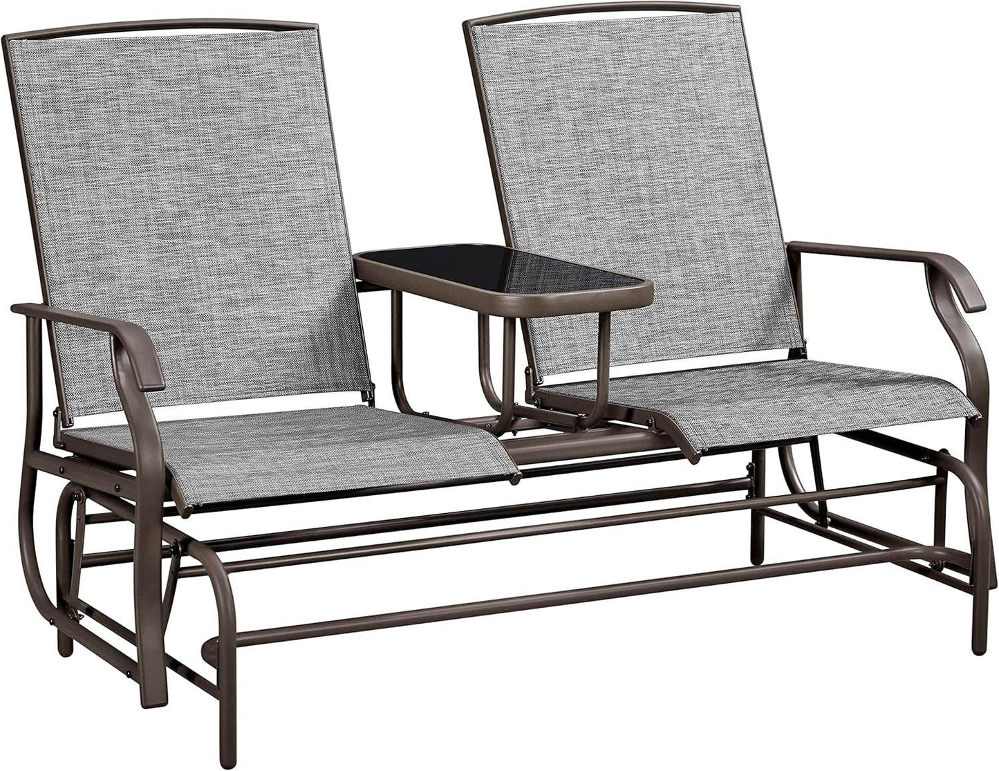 Two-Seat Outdoor Glider Bench with Center Table - Loft&Timber