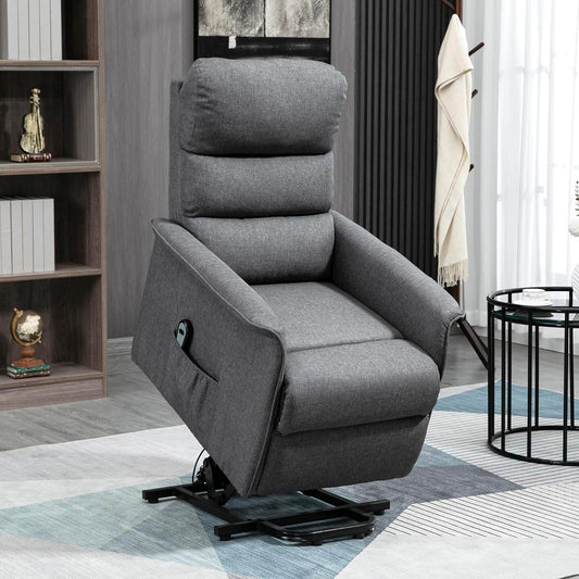 Power Lift Recliner Chair for Elderly, Easy Assembly, Fabric Lift Chair for Adults, Recliner Sofa with Remote Control, Side Pockets for Living Room, Gray - Loft&Timber