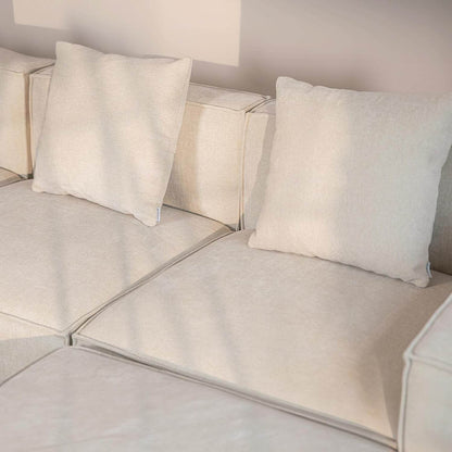 Luxury Modular Sectional Living Room Sofa Set, with Ottoman and Chaise, L-Shape, Cream - Loft&Timber