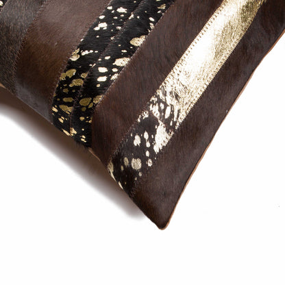 Set of Two 18" Chocolate Cowhide Throw Pillows - Loft&Timber