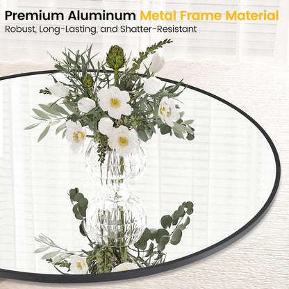 Round Mirror, 32 Inch Black Bathroom Mirror, Circle Mirror with Metal Frame, Large Stylish Wall Mirror, round Mirrors for Bathroom, Entryway, Bedroom, Vanity, Hallway, Living Room-4