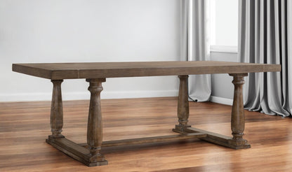 84" Brown Solid Wood Trestle Base Dining Table - Loft&Timber