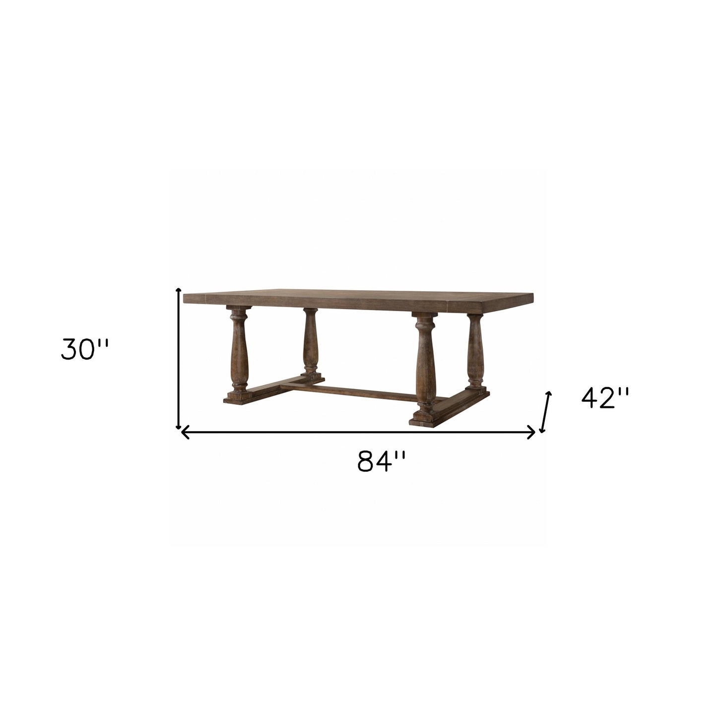 84" Brown Solid Wood Trestle Base Dining Table - Loft&Timber