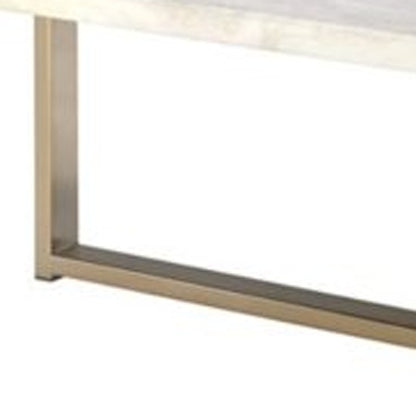 43" White and Gold Faux Marble And Iron Frame Coffee Table - Loft&Timber
