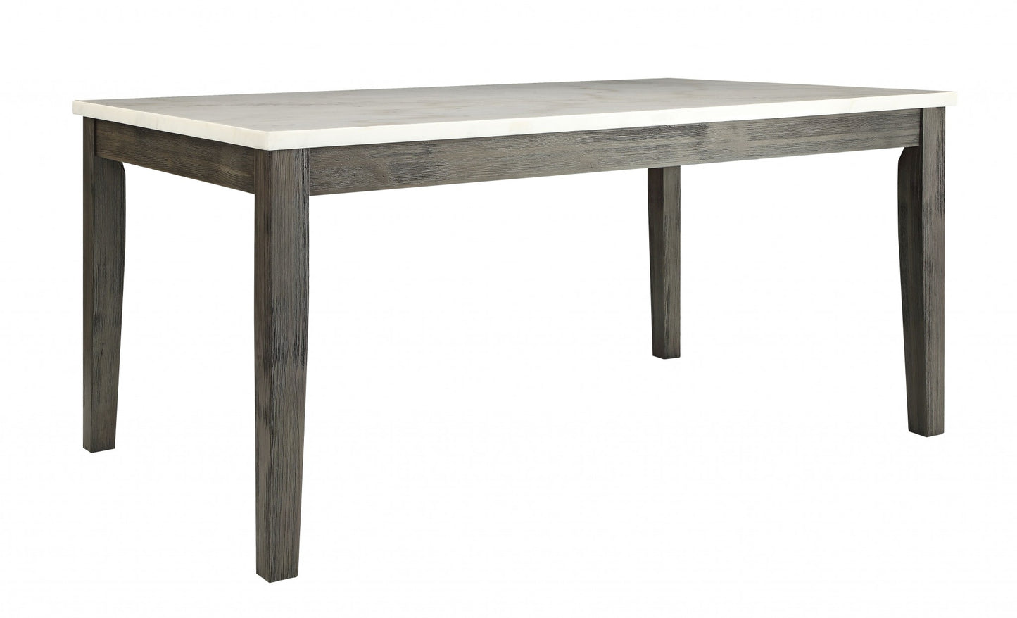 64" White And Gray Marble And Solid Wood Dining Table - Loft&Timber