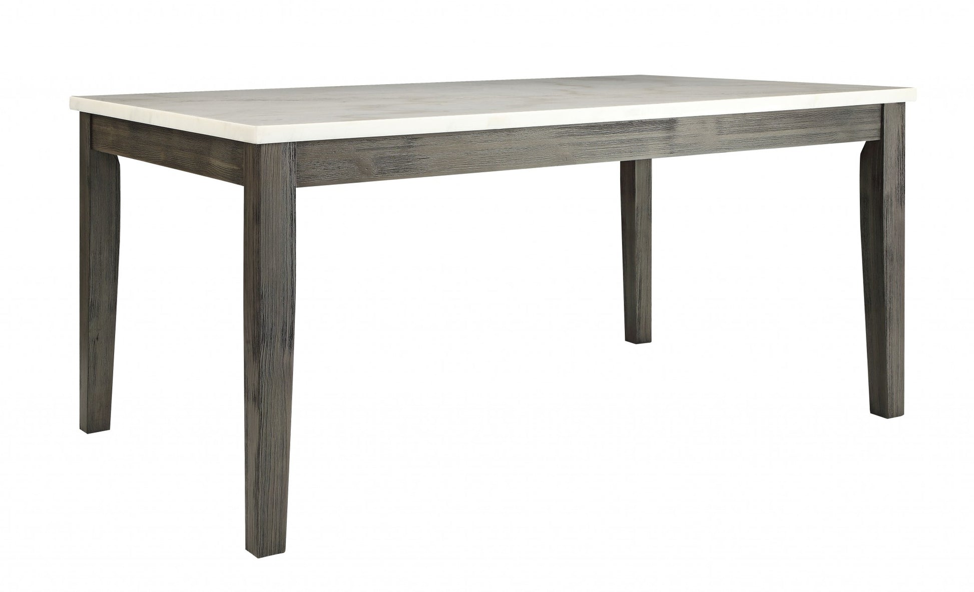 64" White And Gray Marble And Solid Wood Dining Table - Loft&Timber