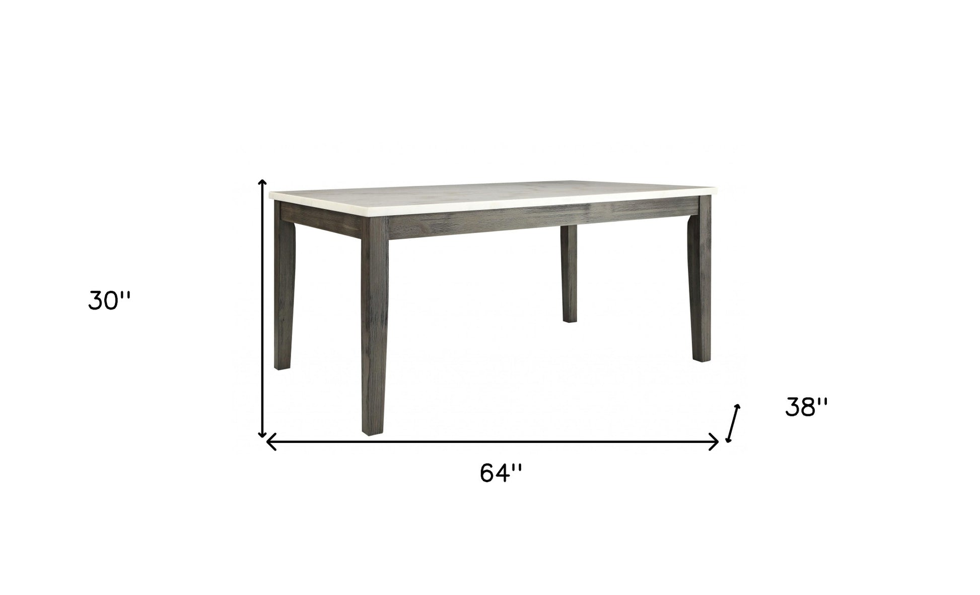 64" White And Gray Marble And Solid Wood Dining Table - Loft&Timber