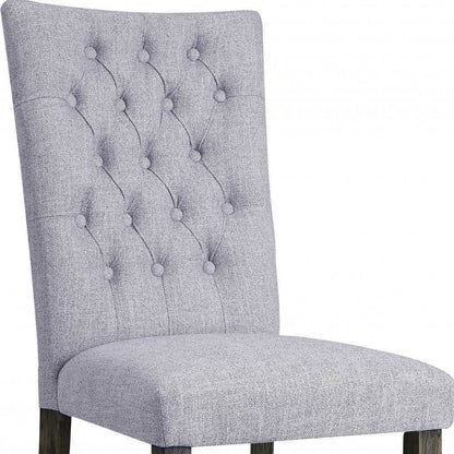 Set of Two Tufted Gray Upholstered Fabric Dining Side Chairs - Loft&Timber