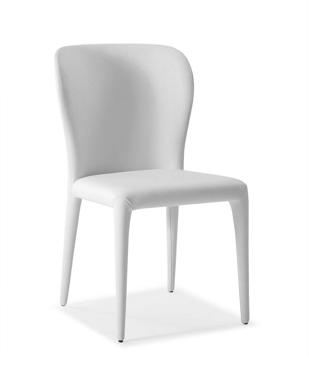 Set of Two White Upholstered Faux Leather Dining Side Chairs - Loft&Timber