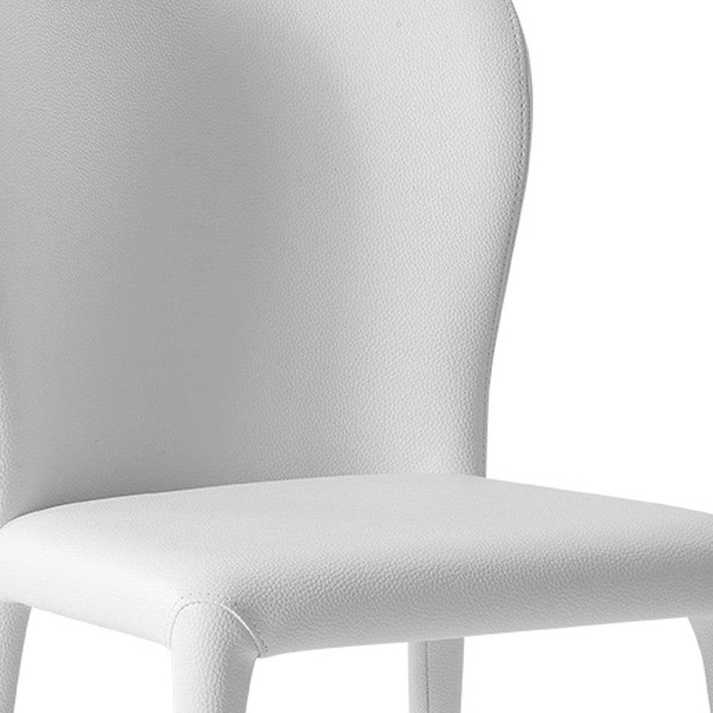 Set of Two White Upholstered Faux Leather Dining Side Chairs - Loft&Timber