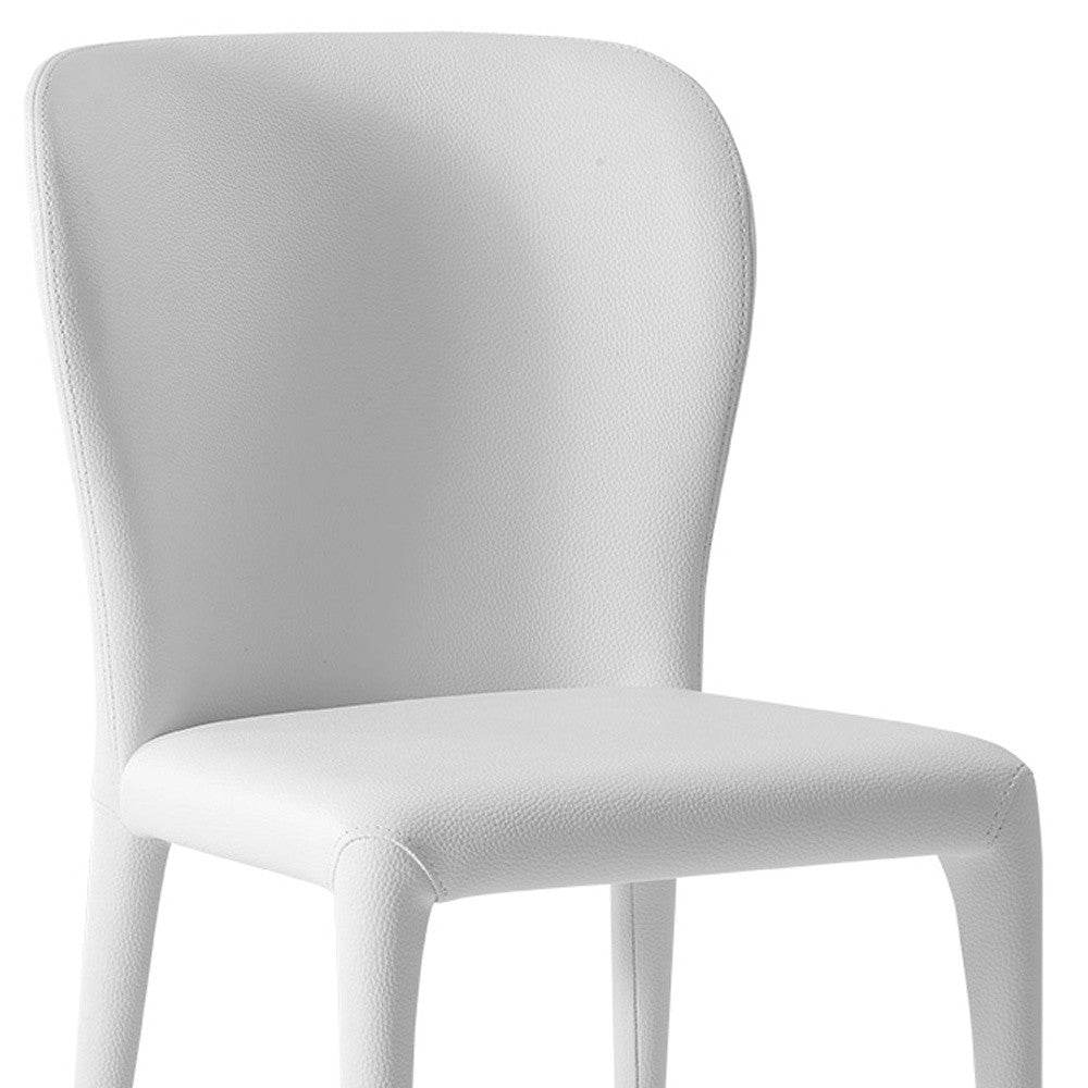 Set of Two White Upholstered Faux Leather Dining Side Chairs - Loft&Timber