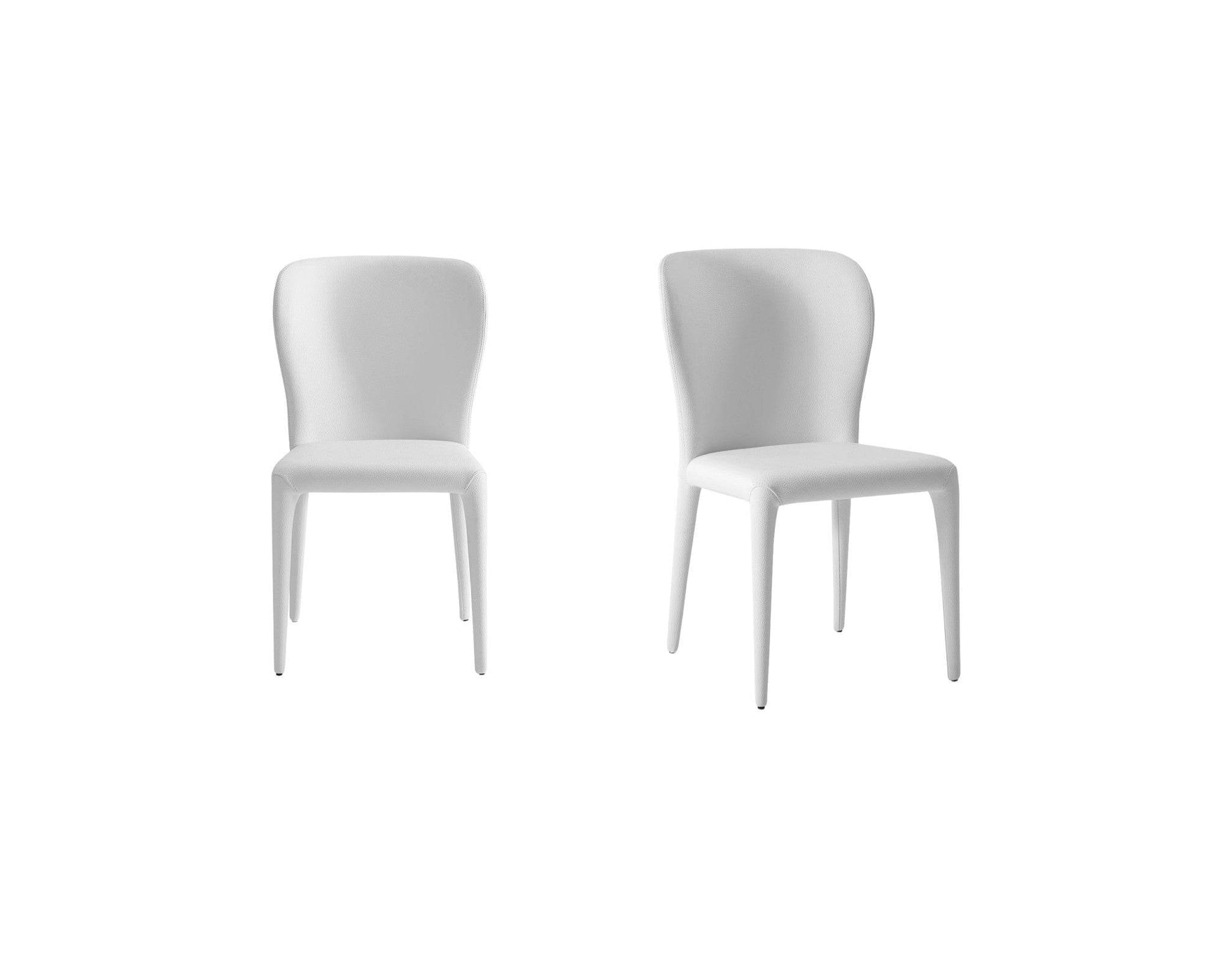 Set of Two White Upholstered Faux Leather Dining Side Chairs - Loft&Timber