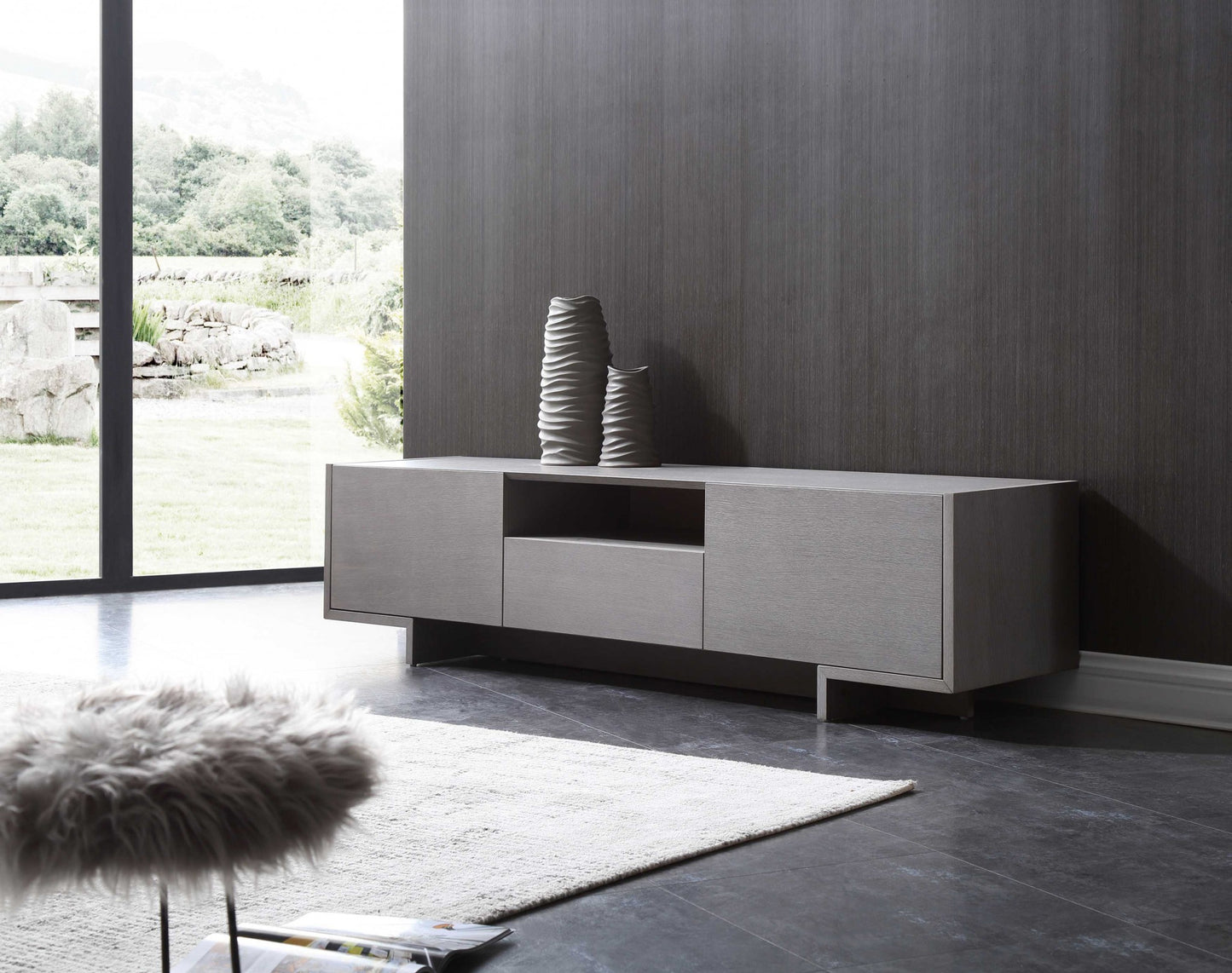 73" Gray Open Shelving TV Stand - Loft&Timber