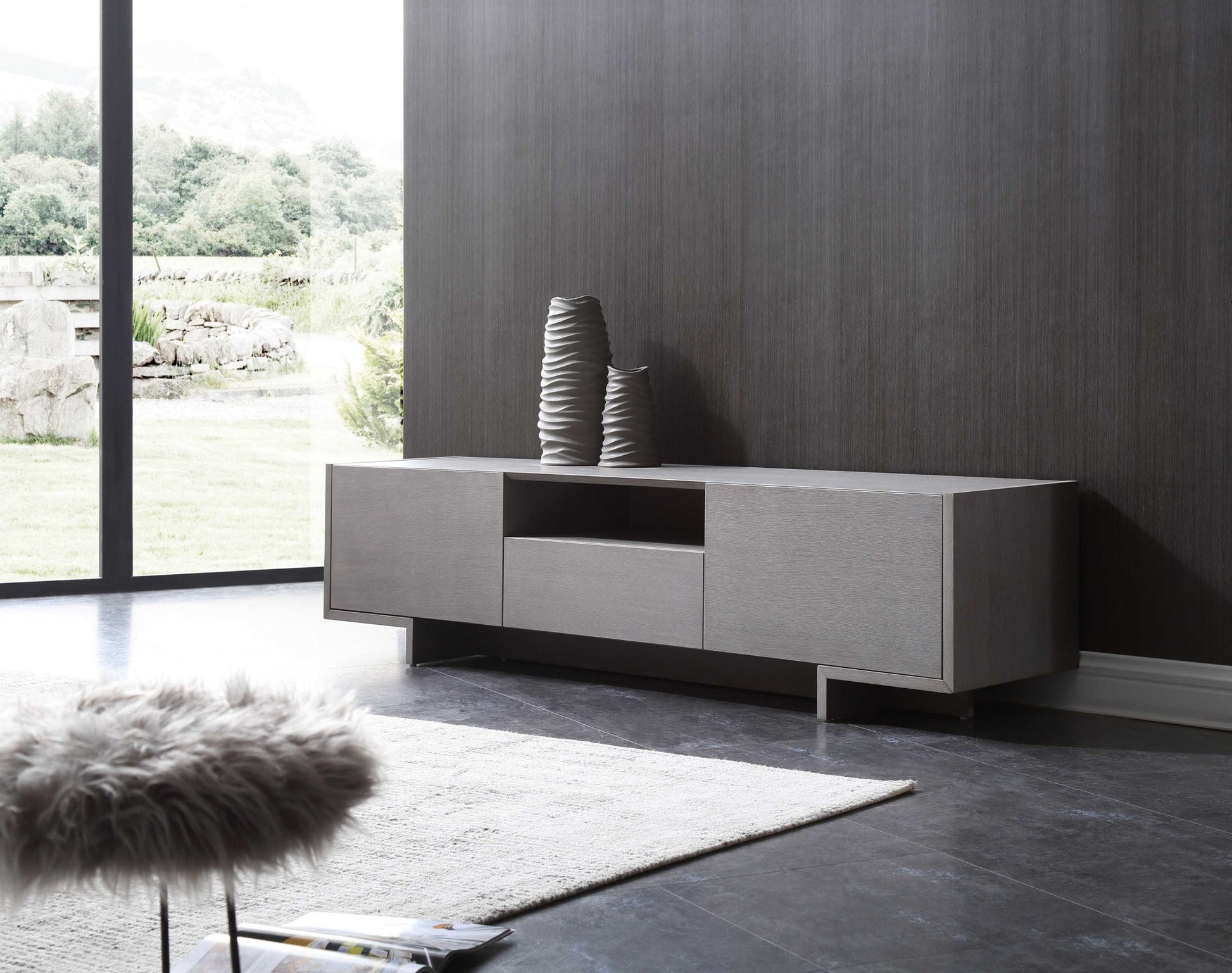 73" Gray Open Shelving TV Stand - Loft&Timber