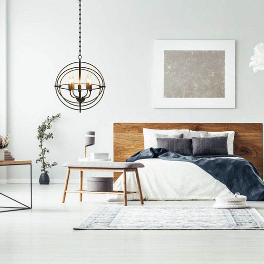 20 Inch 5 Lights Metal Chandelier with Pivoting Interlocking Rings - Loft&Timber