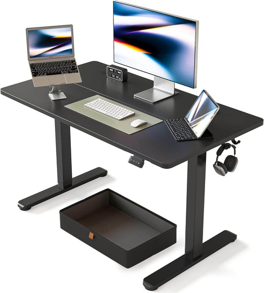 40 X 24 Inches Standing Desk with Drawer, Adjustable Height Electric Stand up Desk with Storage, Sit Stand Home Office Desk, Ergonomic Computer Desk, Black - Loft&Timber
