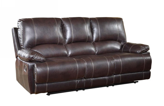 89" Brown Microfiber Reclining Sofa With Black Legs-1