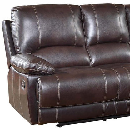89" Brown Microfiber Reclining Sofa With Black Legs-3