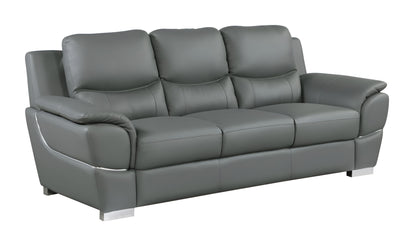 85" Gray Leather Sofa With Silver Legs-2