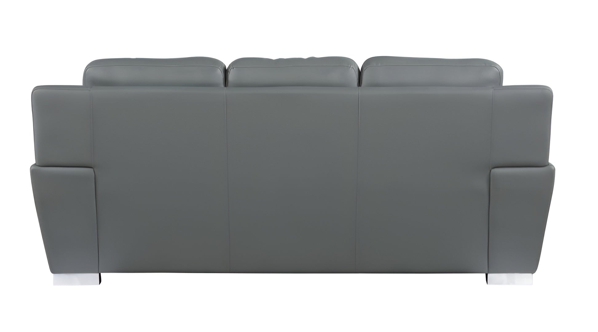 85" Gray Leather Sofa With Silver Legs-3