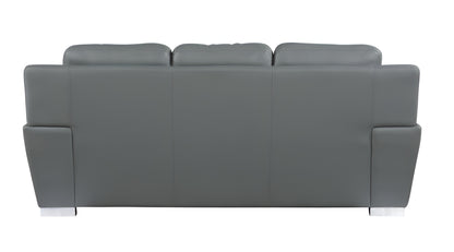 85" Gray Leather Sofa With Silver Legs-3