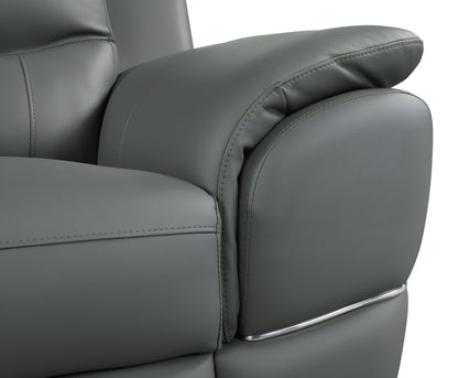 85" Gray Leather Sofa With Silver Legs-6
