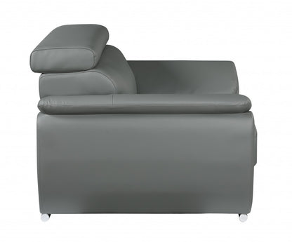 69" Gray And Silver Faux Leather Loveseat - Loft&Timber