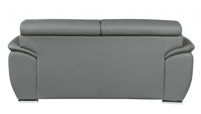 69" Gray And Silver Faux Leather Loveseat - Loft&Timber