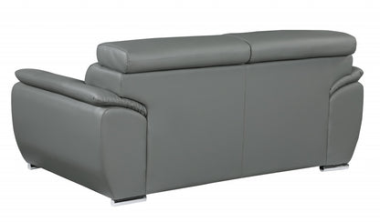 69" Gray And Silver Faux Leather Loveseat - Loft&Timber