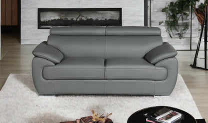 69" Gray And Silver Faux Leather Loveseat - Loft&Timber