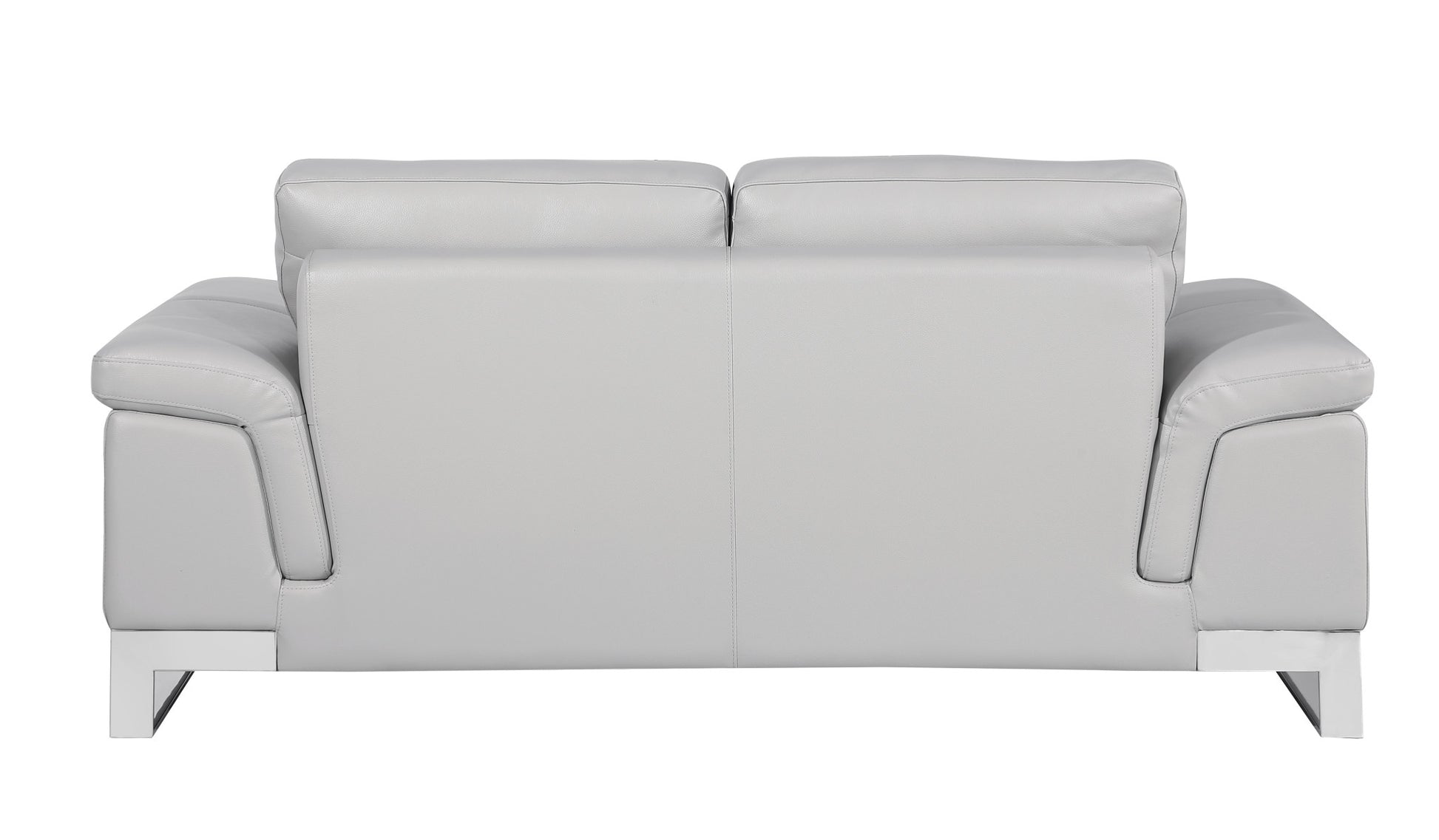 73" Light Gray And Silver Genuine Leather Loveseat - Loft&Timber