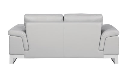 73" Light Gray And Silver Genuine Leather Loveseat - Loft&Timber