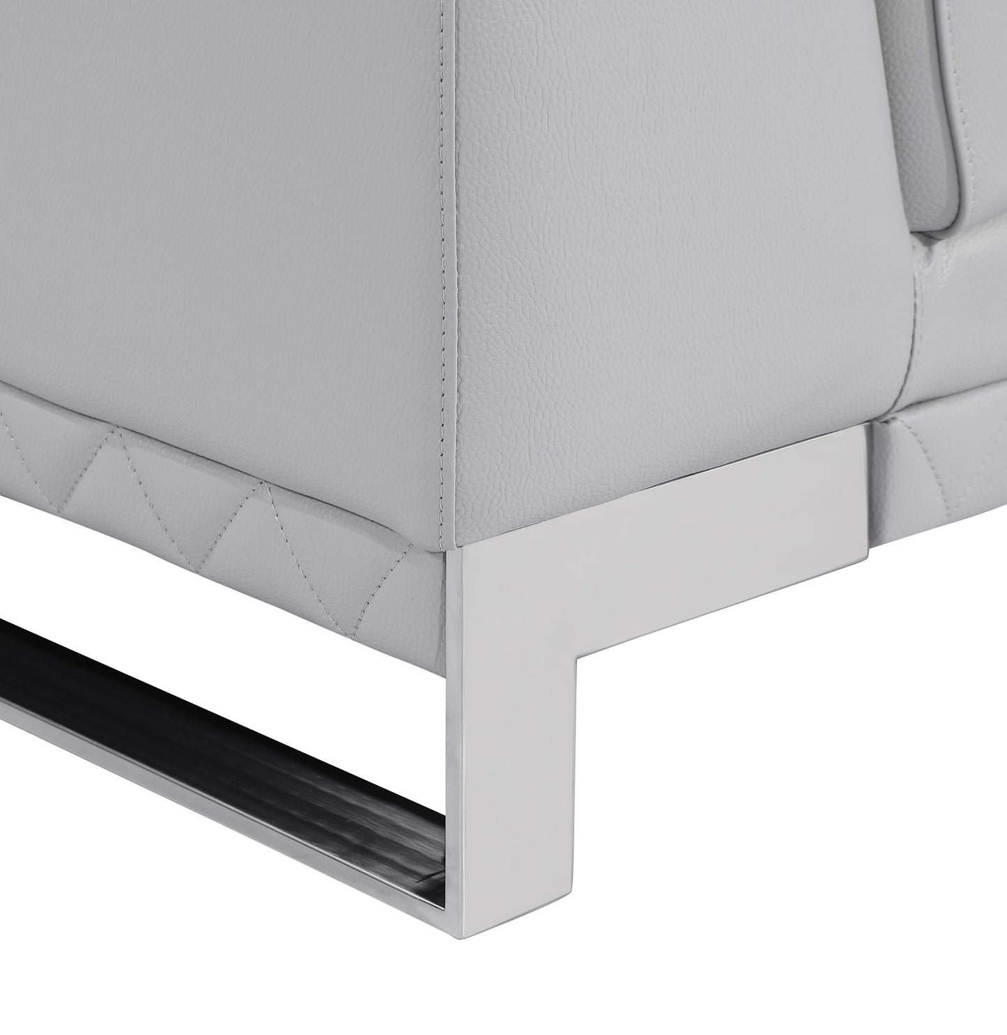 73" Light Gray And Silver Genuine Leather Loveseat - Loft&Timber