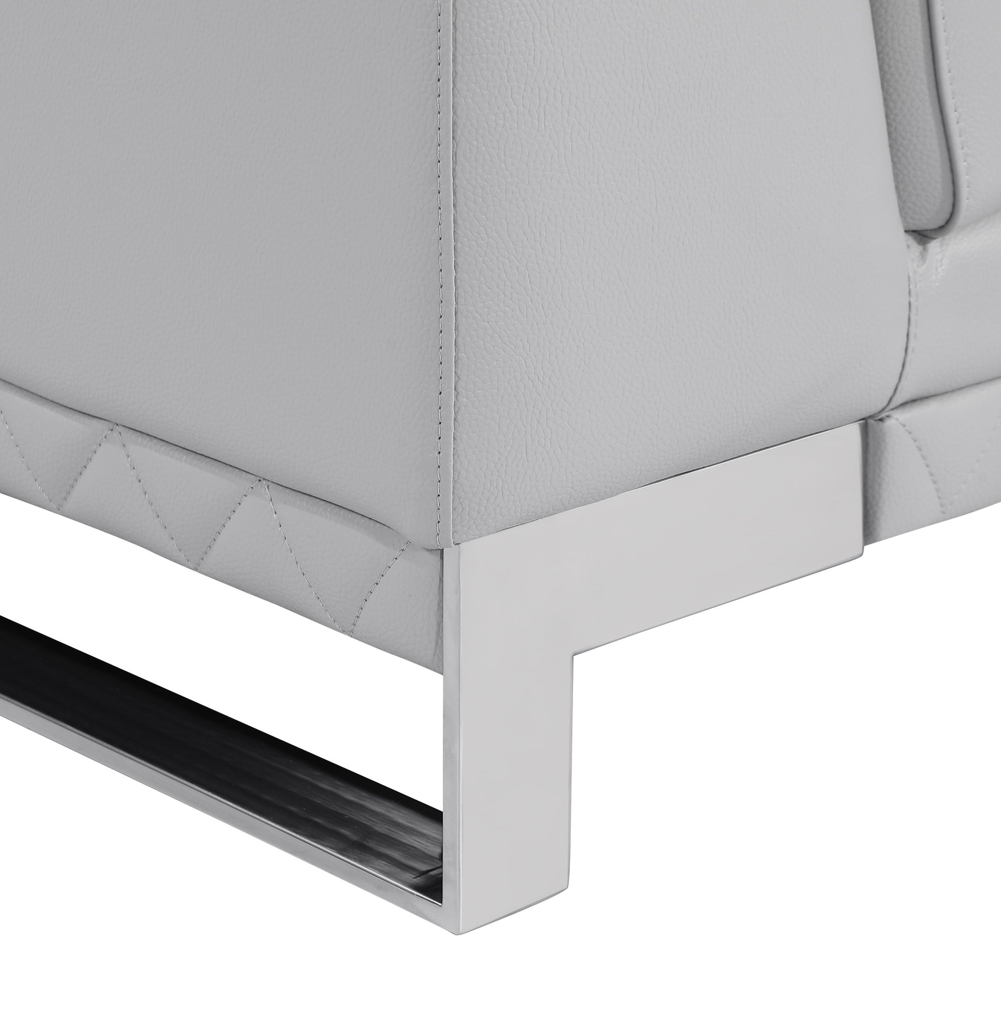 73" Light Gray And Silver Genuine Leather Loveseat - Loft&Timber