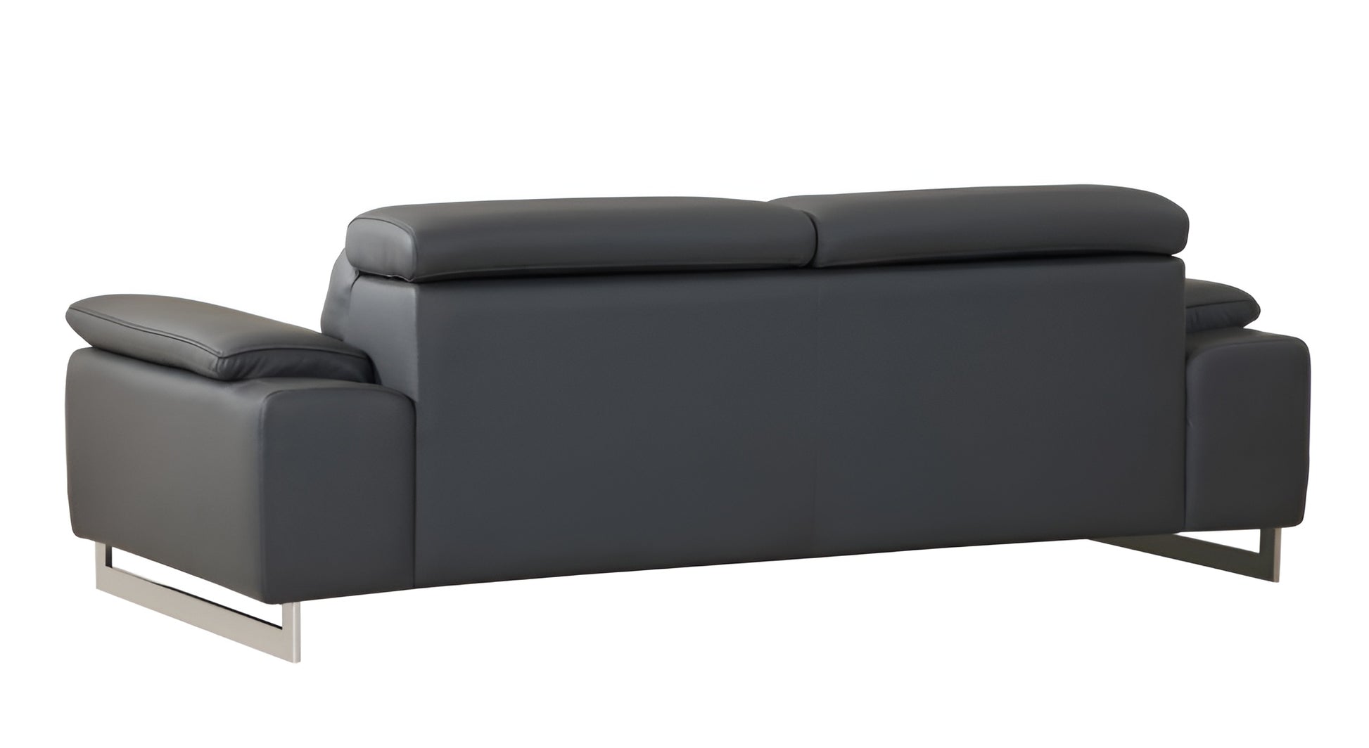 87" Dark Gray Italian Leather Sofa With Silver Legs-4