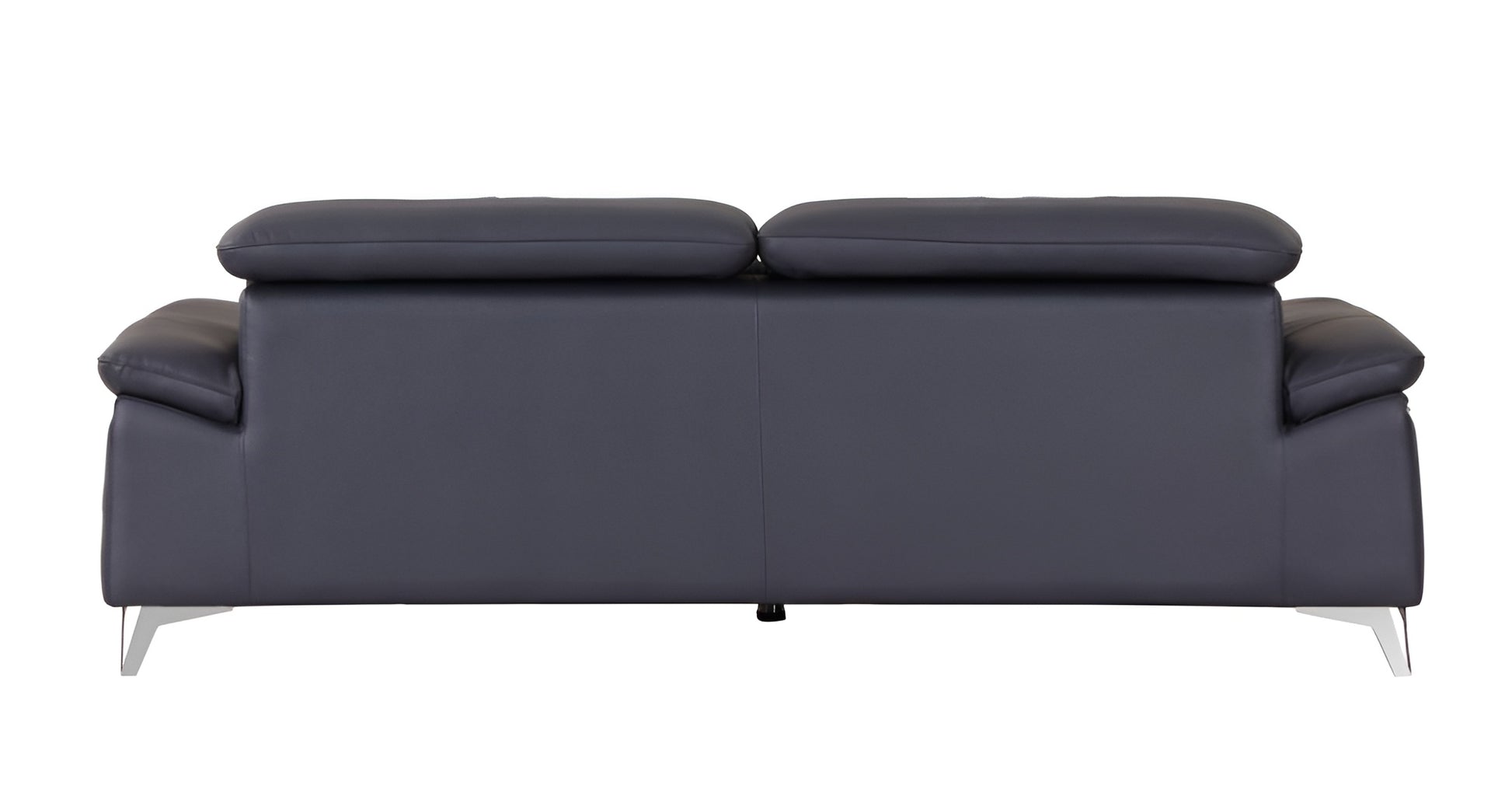 87" Blue Italian Leather Sofa With Silver Legs-3