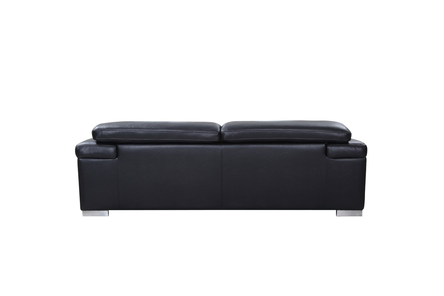 92" Black Italian Leather Sofa With Silver Legs-4
