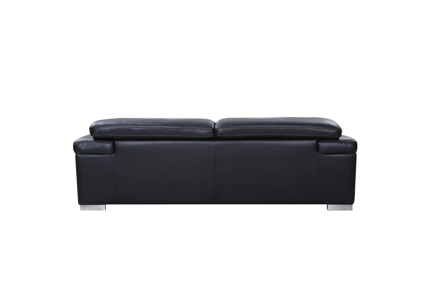 92" Black Italian Leather Sofa With Silver Legs-4