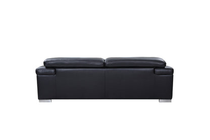 92" Black Italian Leather Sofa With Silver Legs-4