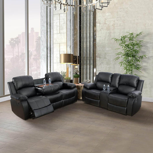 Alpine Living Room Recliner Set Include Love Seat, Sofa, 2-Piece,Black - Loft&Timber