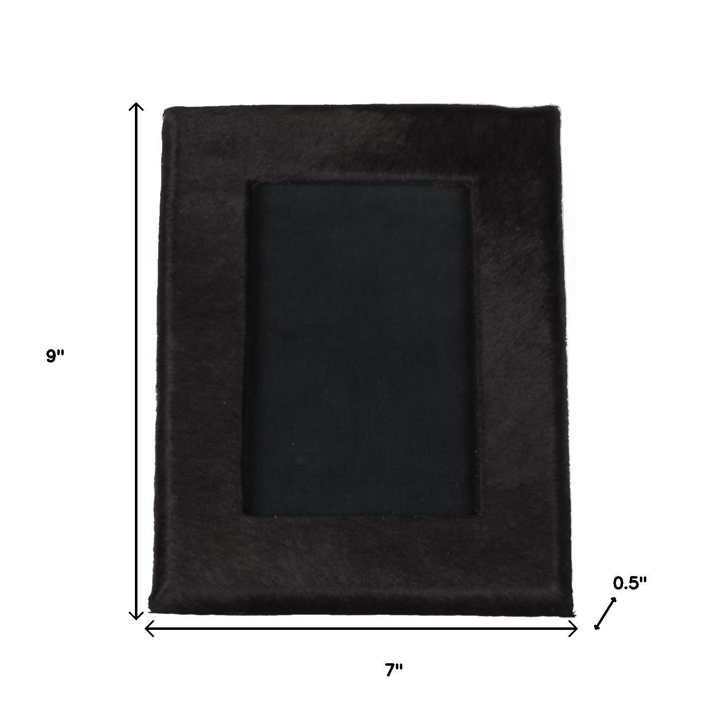 4" x 6" Black Cowhide Picture Frame with Mat - Loft&Timber