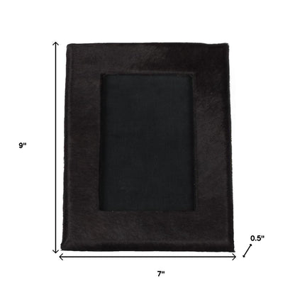 4" x 6" Black Cowhide Picture Frame with Mat - Loft&Timber