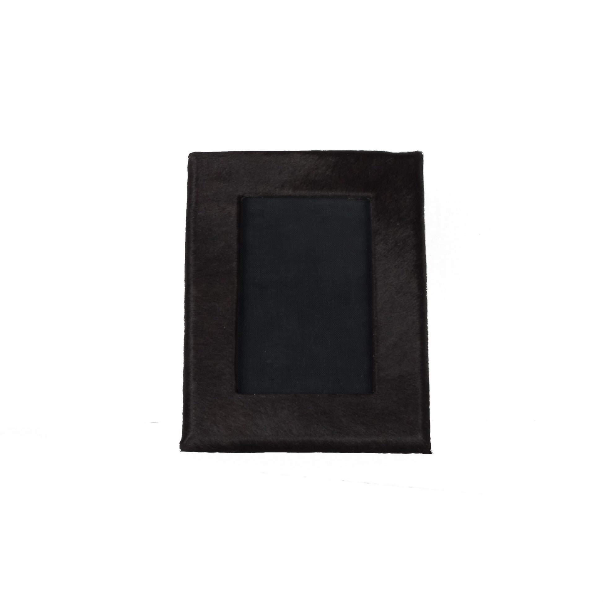 4" x 6" Black Cowhide Picture Frame with Mat - Loft&Timber