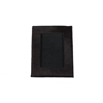 4" x 6" Black Cowhide Picture Frame with Mat - Loft&Timber