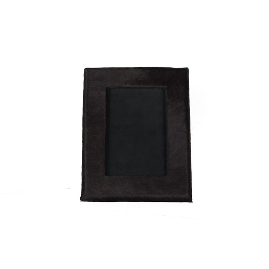 4" x 6" Black Cowhide Picture Frame with Mat - Loft&Timber